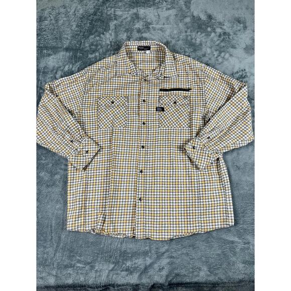 Men’s 4X Rocawear Brown/Gold Plaid Flannel Shirt — Excellent - Picture 1 of 12